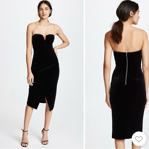 Yumi Kim Dresses & Skirts - YUMI KIM- Black Velour Allure Dress Cocktail Formal Black Tie Midi Wrap Skirt